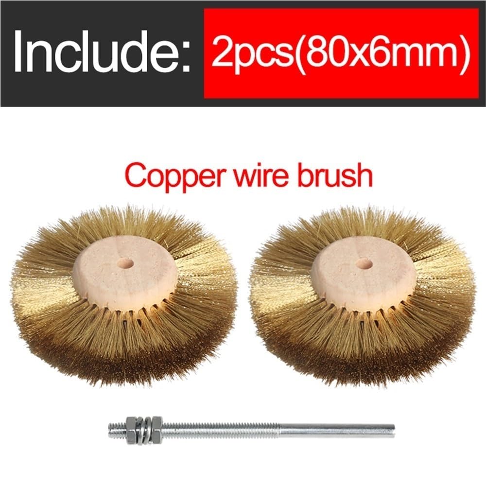 2 szt. Szczotki tarczowe ze stali nierdzewnej i mosiądzu 1/4 cala Trzpień wiertarski Polerowanie metalu 80 mm, 75 mm(75*6mm)