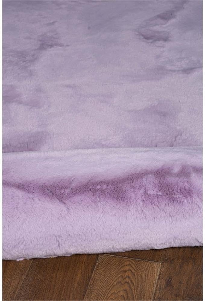 BOWERY HILL Modern Faux Rabbit Polyester Area Rug, 8'x10', Plush Lavender Hand Tufted Cotton Backing, Ultra Soft Thick Pile, Stylish Floor Covering for Living Room, Bedroom, or Open Spaces