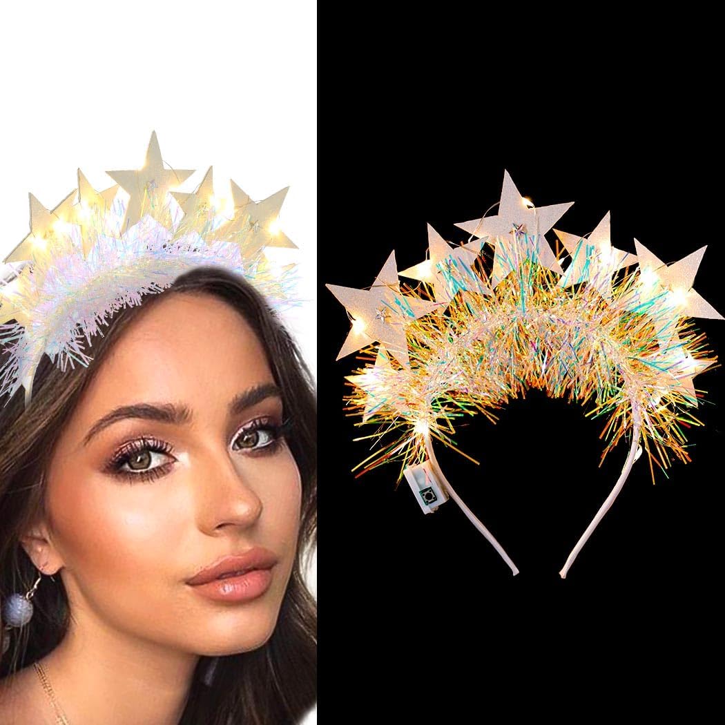 Uranian Star Headbands Glitter Star Hair Bands Light Up
