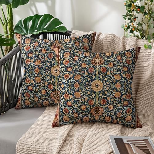 Scqiusya B0DCTRYT5S William Morris Pillow Covers 18X18 Set Of 2, Vintage Tapestry Floral Throw Pillows Cushion Cover thumb #7