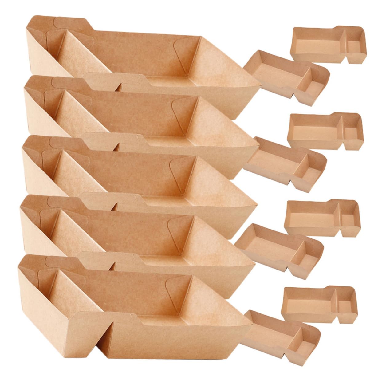 MAGICLULU Scatola Snack Marrone in Carta Doppio Scomparto da 440ml, Confezione da 50 Pezzi, per Nachos e Hot Dog in Attività di Ristorazione e Picnic