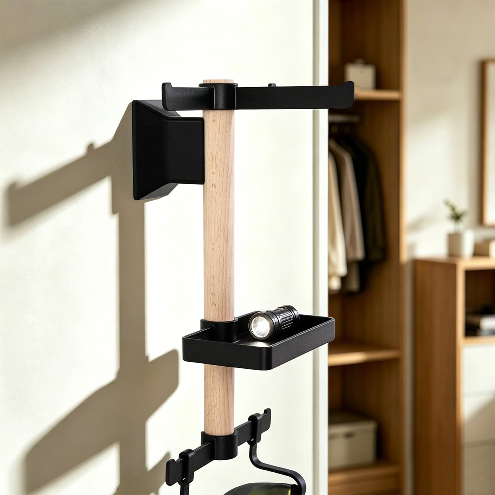 Wand Organizer für Fahrradzubehör Massivholz Verstellbar ohne Bohren