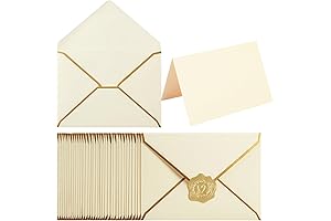 Gold 5x7 Envelopes with Cards and Stickers, Pack of 50