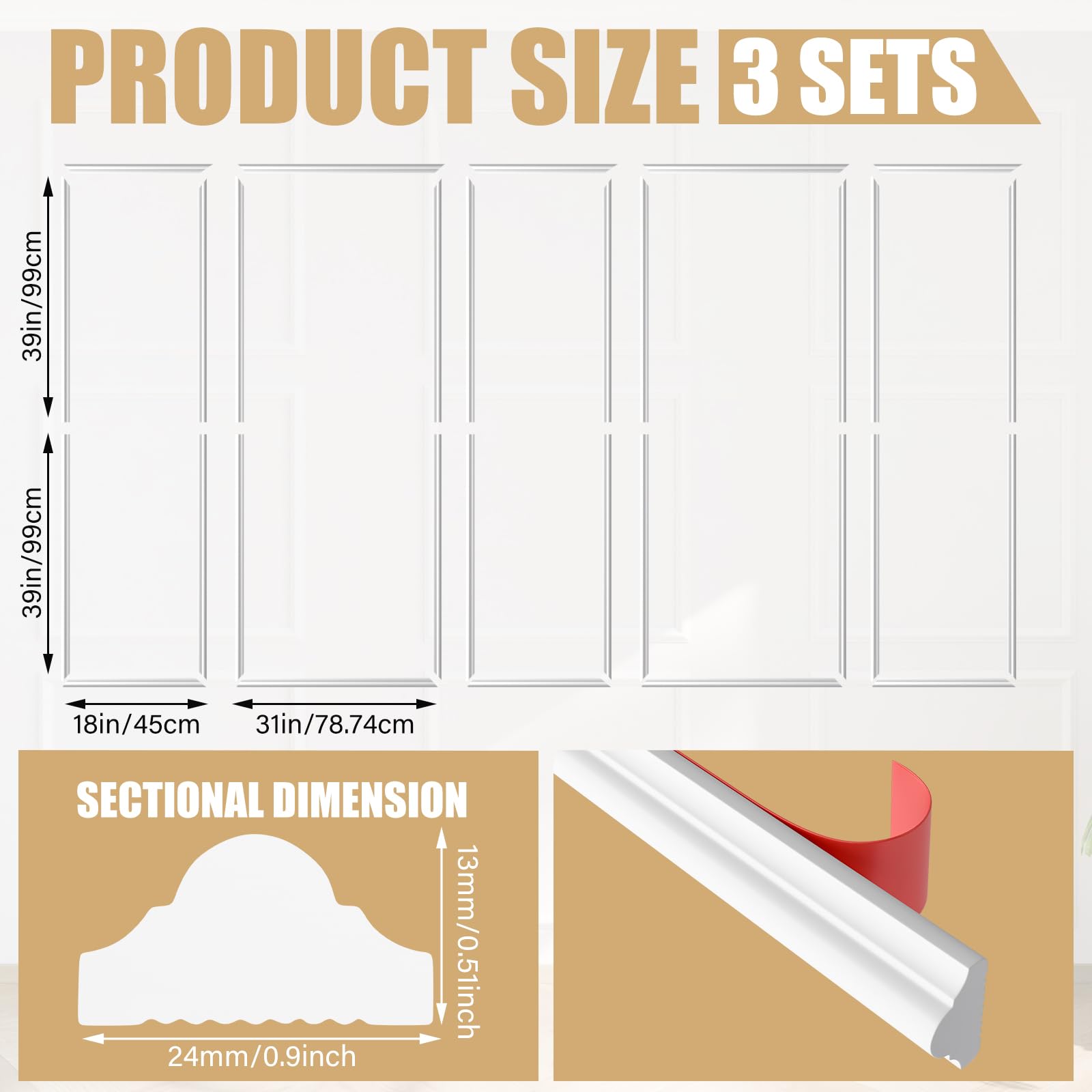 Peel And Stick Wainscoting Peel And Stick Wall Molding Kit - 5 Set