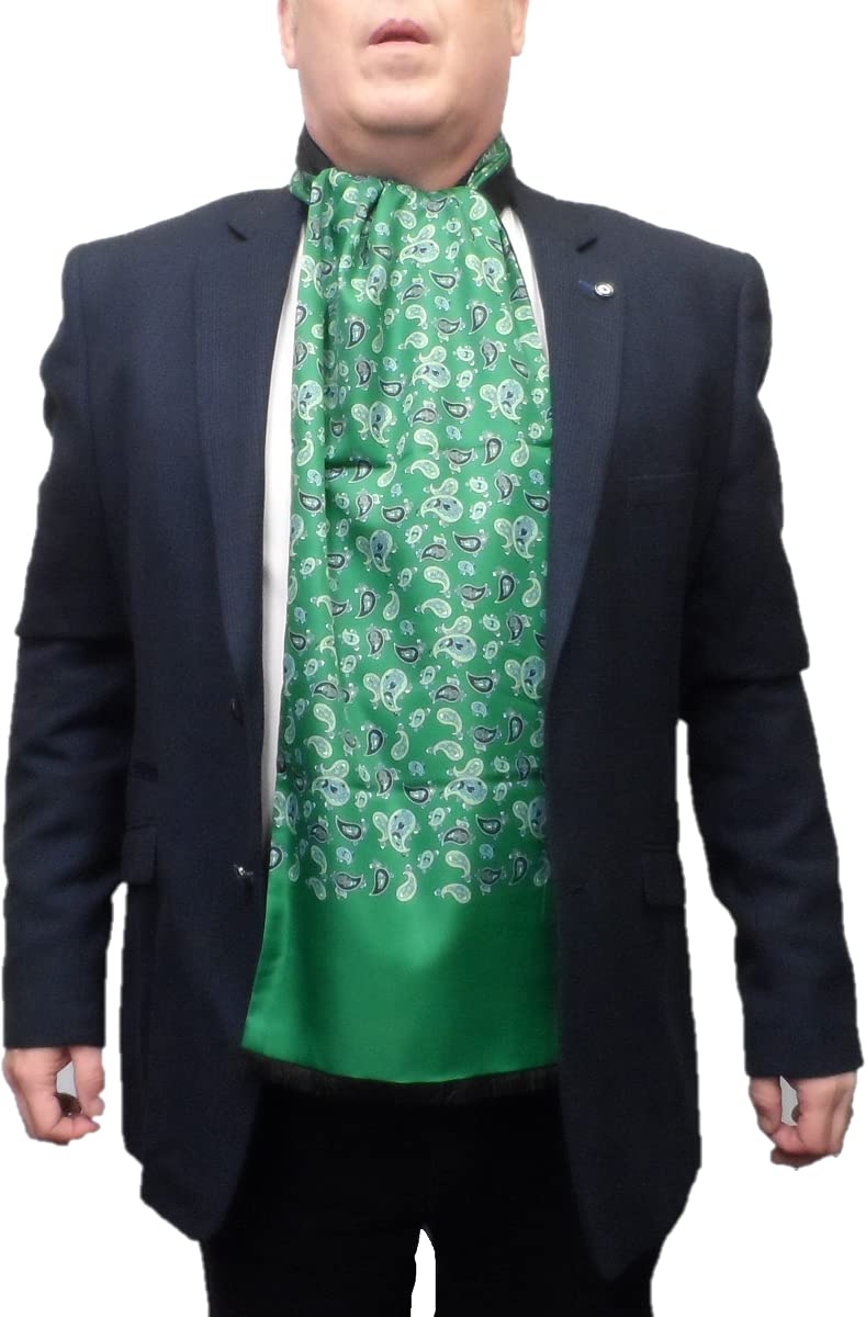 Mazeys Men's Green Retro Mod Paisley Scarf (Green)