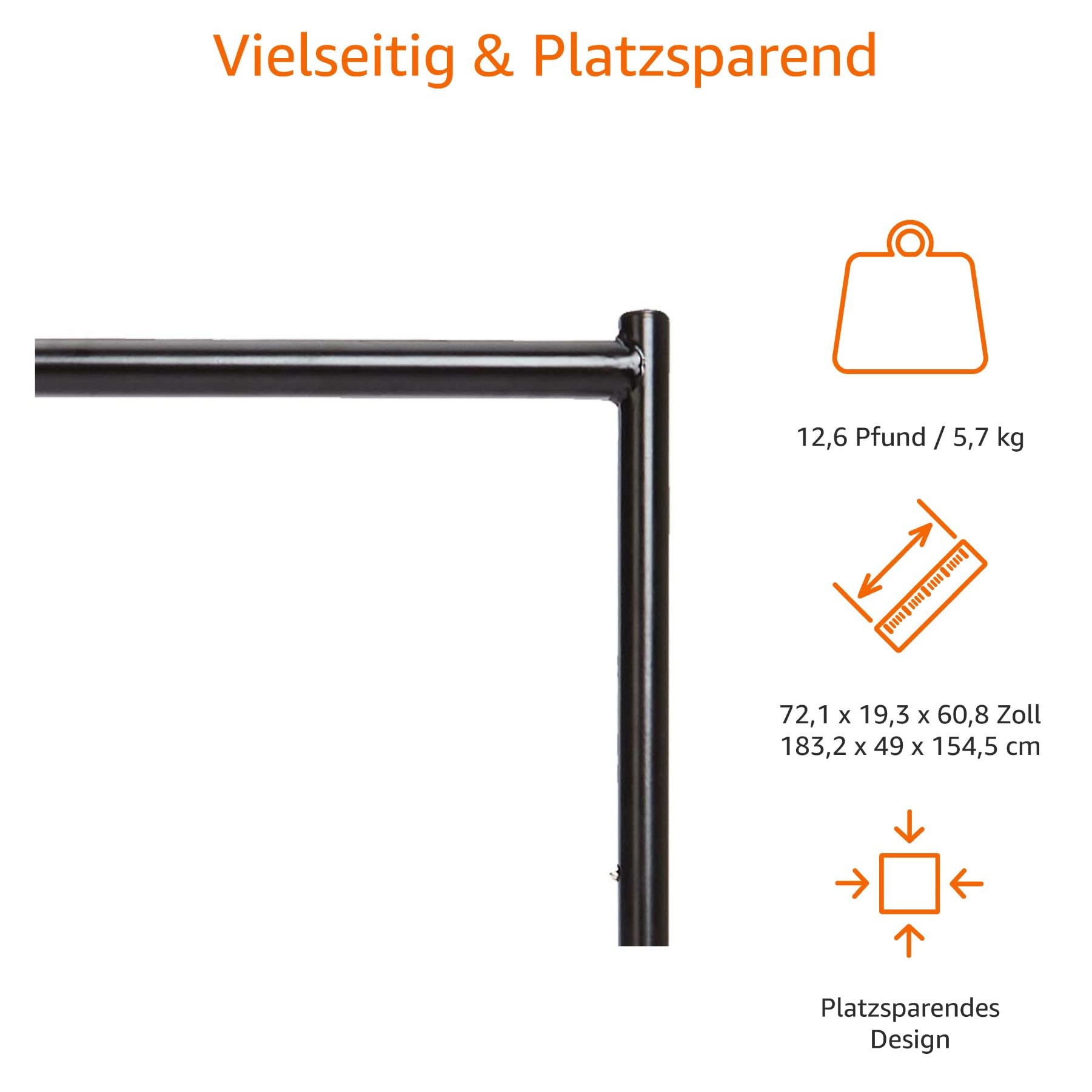 Amazon Basics Kleiderständer, 1,82 x 1,52 m, Schwarz