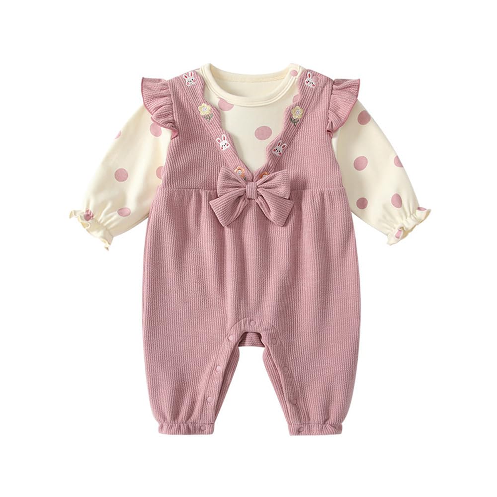[Baby koi] ベビー服ロンパースチュール長袖春秋前開きカバーオールコットン女の子プレゼントパイナップル柄イエロー