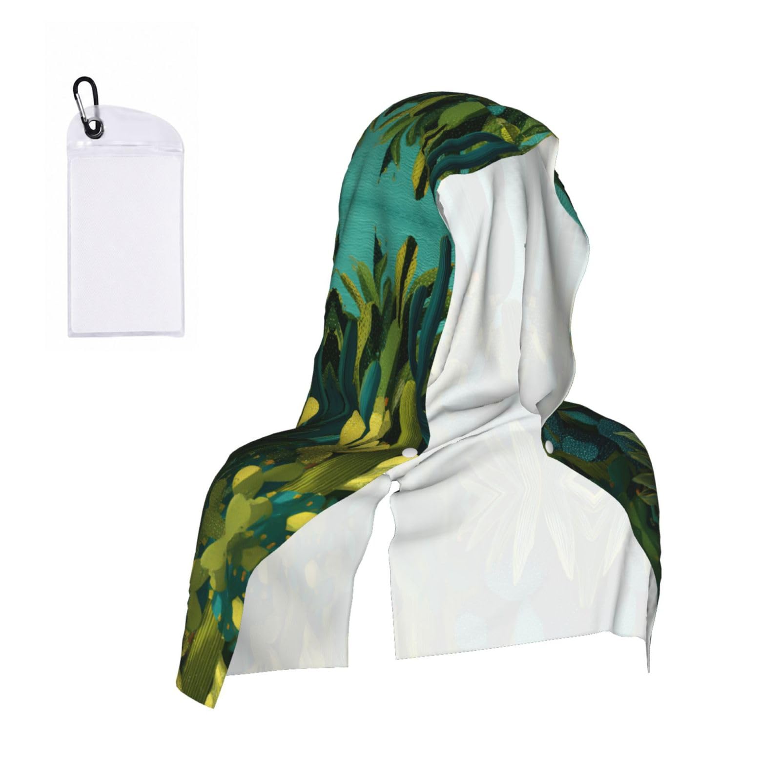 WXWJSHMGC Cactus Print Cooling Hoodie Towel, Cooling Towels For Neck And Face Sun Protection Instant Cool Hoodie(Sport/Camping/Work Out/Hot Weather)