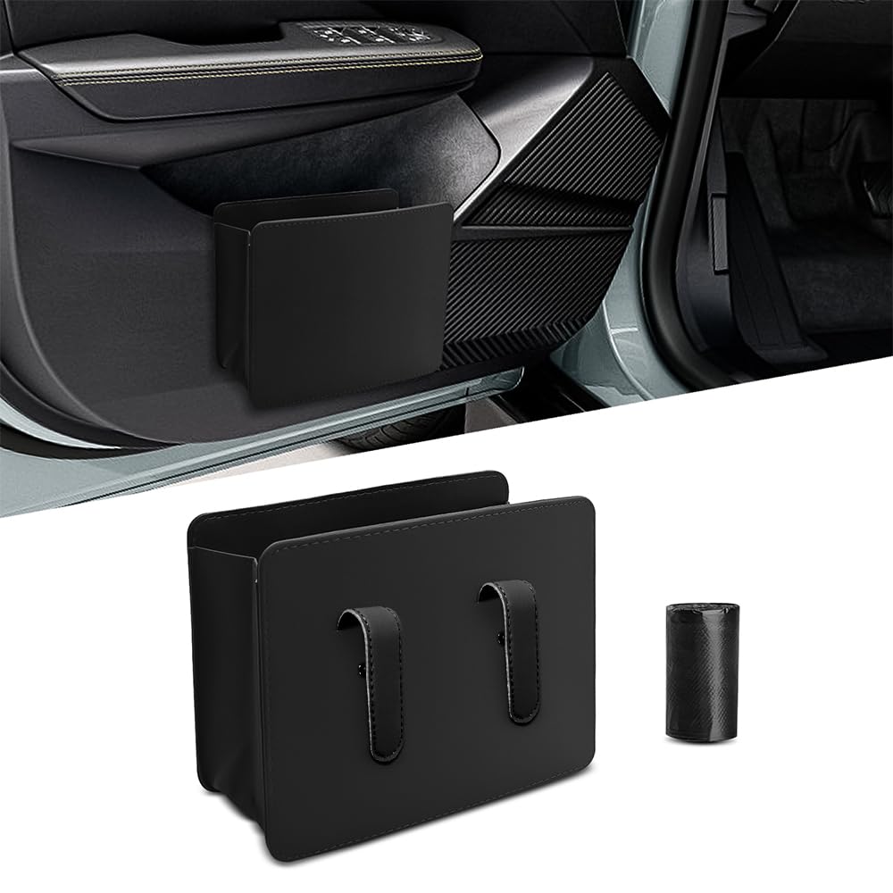 Cubo de basura plegable para coche, mini cubo de basura para vehículo, organizador de basura, impermeable, para colgar en el interior del coche, bolsa de almacenamiento, contenedor multifunción, universal para la mayoría de coches y SUV, color negro