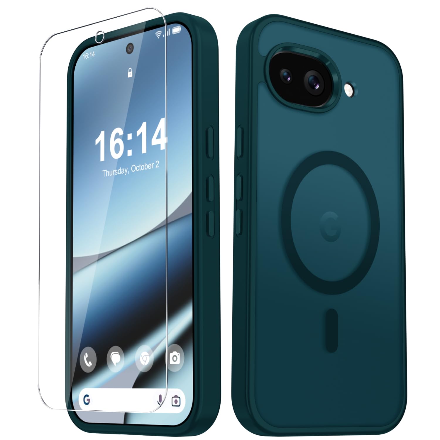 for Google Pixel 10a Case, Matte Magnetic Phone Cover, Blue | Fit for MagSafe, Screen Protector included, Shockproof Military Grade Protection, Translucent Frosted Back