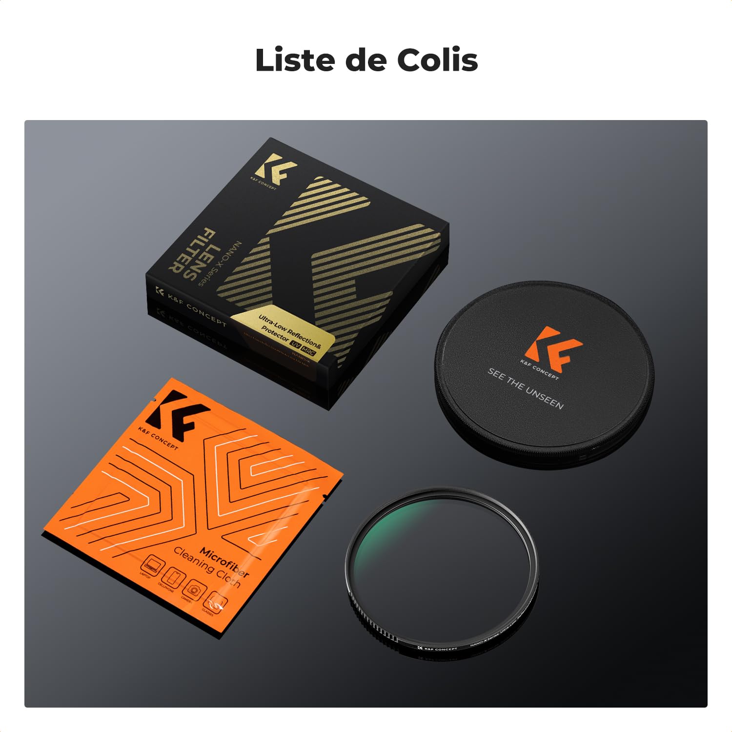 K&F CONCEPT 49mm Filtre UV Protection d'ultra-Faible Réflexion et Dur Verre Trempé 9H Nano revêtement Étanche pour Objectif Appareil Photo