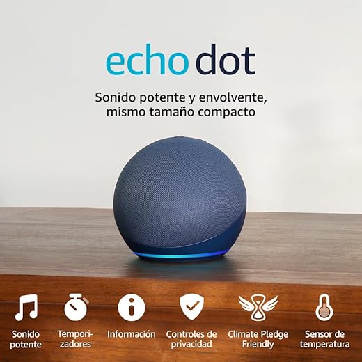 Echo Dot (5.ª generación, modelo de 2022) | Altavoz inteligente wifi y Bluetooth con Alexa, con sonido más potente y de mayor amplitud | Azul marino
