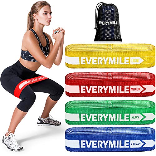 EveryMile Resistance Bands for Legs and Butt, Fabric Exercise Bands Set Non-Slip Booty