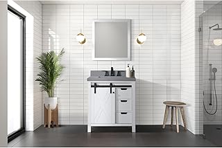 White Bath Vanity 30 in. W x 22 in. D with Grey Quartz Countertop, Fauce...