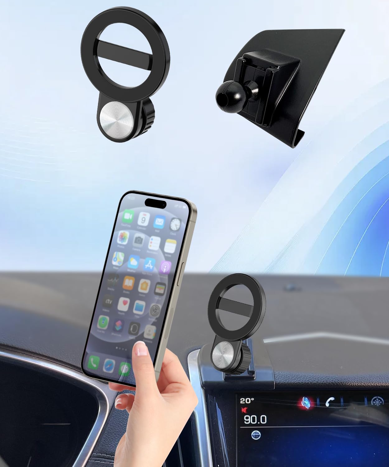 Supporto per telefono da auto per Cadillac SRX 2013 2014 2015 2016, accessorio per auto, compatibile con MagSafe, rotazione a 360°, mani libere, non influisce sulla bocchetta dell'aria