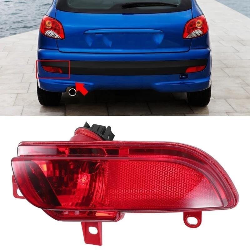 Luz Trasera Luz De Parachoques Trasero Coche, Marcha Atrás Compatible con Peugeot 206, 207, 2009-2014, Antiniebla Trasera, Reflector, Lente Roja Izquierda, 1 Uds