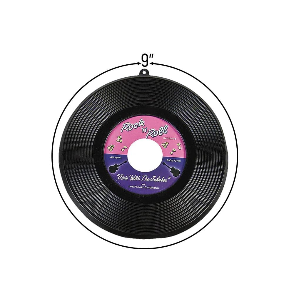 Plastic Hanging Records - Set of 6-9 inch Diameter - Wall and Party Decor