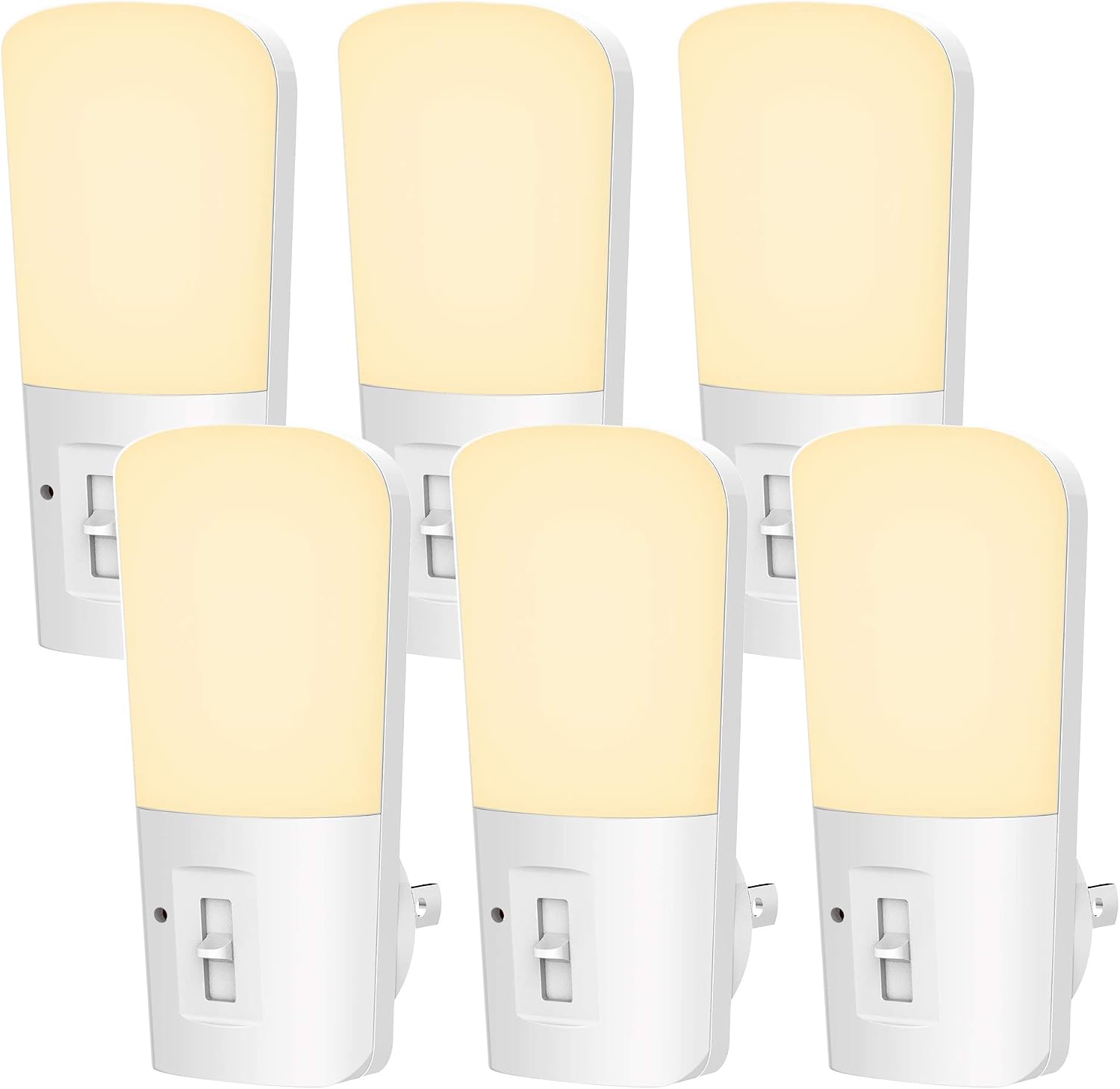 LOHAS Dimmable Night Light, LED Night Light with Dusk to Dawn Sensor, Soft White 3000K Plug-in Night Light for Kids, Adjustable Brightness 5-80LM Cute Night Light for Bedroom Bathroom Hallway, 6 Pack