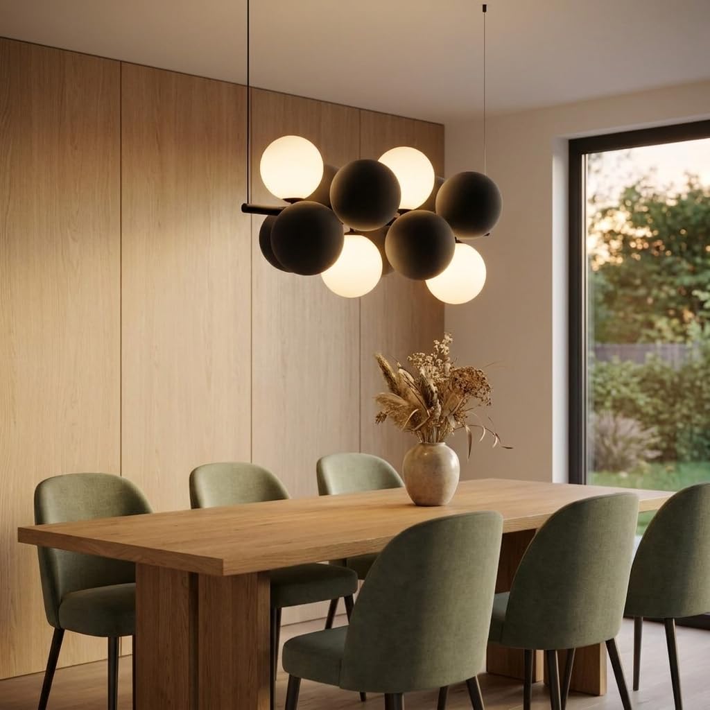 BARCELONA LED Lampada Acustica Sospesa DRAC Grigia Design Moderno | Assorbimento Sonoro, Sfere Tessili, Ufficio, Ristorante, Arredo Interni, Installazione Orizzontale