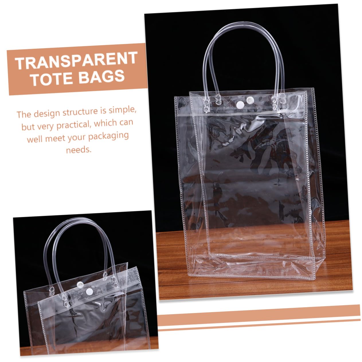HAPINARY 24 Bolsas de Plástico Transparentes Reutilizables de Pvc Asas Prácticas para Envolver Regalos en Fiestas y Compras