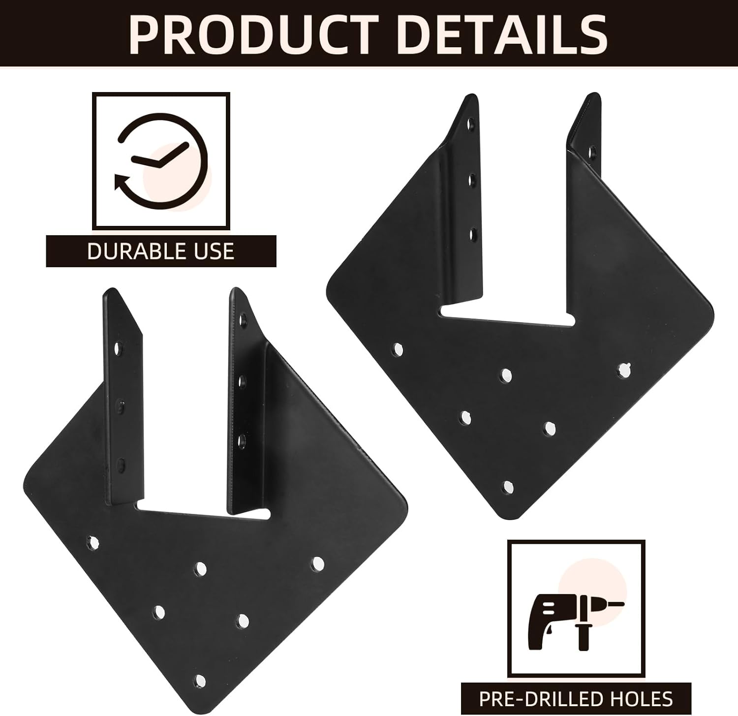 32 Pcs Hurricane Ties for Rafter, 12-Gauge Hurricane Straps for 2x4 Post(Actual 1.5"x3.5"), Heavy Duty Joist Hangers for Roofing Trusses Wood Timber Steel Connectors, Black with Screws