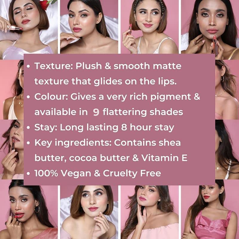 Image of PRAUSH BEAUTY (Formerly Plume) Plush Matte Lipsticks Super Light & Hydrating, Long Lasting, Rich Pigment, Smooth Soft Matte Finish, 4g (High Tea)