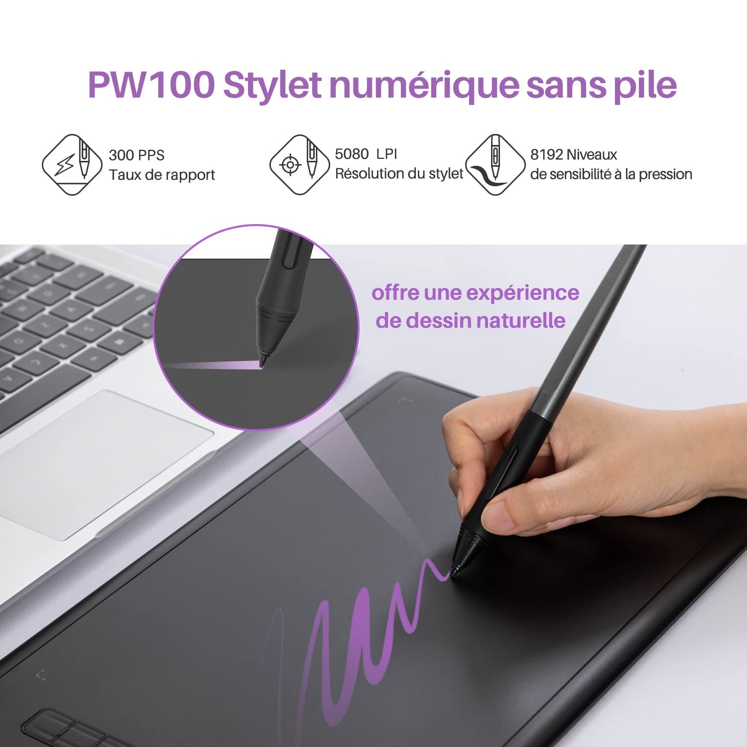 HUION Inspiroy H610X Tablette Graphique, 10 x 6,25 Pouces, 8192 Niveaux