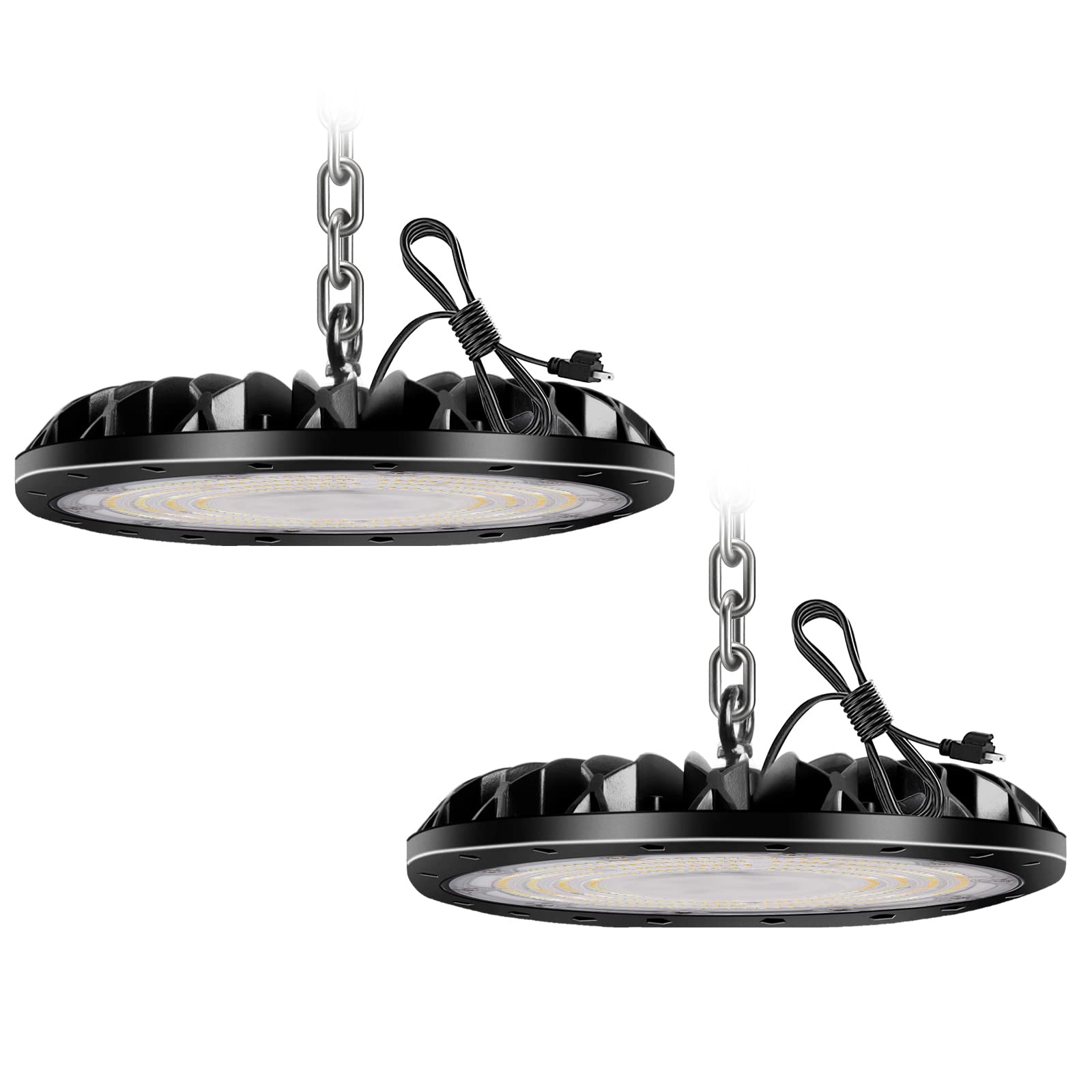 loyal2 Packs 200W 20000LM UFO LED High Bay Light, 6000K/3000K/4000K Dimming LED Shop Light, Commercial High Bay Lighting with 1.2M Cable US Plug, LED Workshop Lights for Warehouse Gym Factory