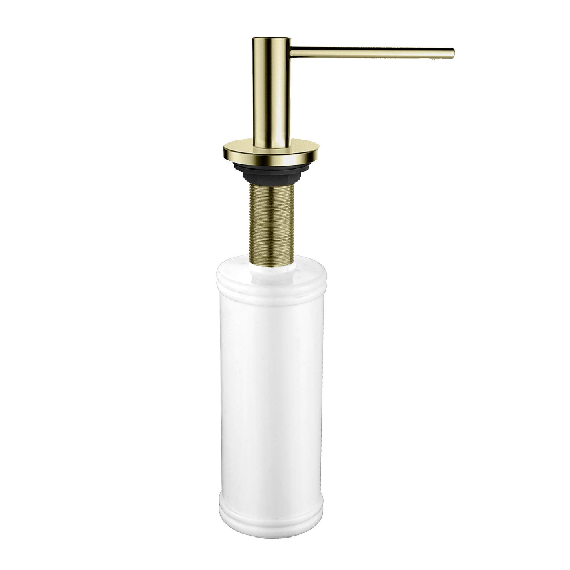 Bluewater Dispensador de jabón de Cocina Redondo de Acero Inoxidable Macizo INOX champán Dorado, dispensador de jabón Integrado para encimera