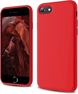 CALOOP Designed for iPhone SE Case 2020/2022, iPhone 8/7 Case, Liquid Silicone Full Body Protective Covered Silky-Soft Anti-Scratch Gel Rubber Slim Shockproof Cover 4.7 inch, Red