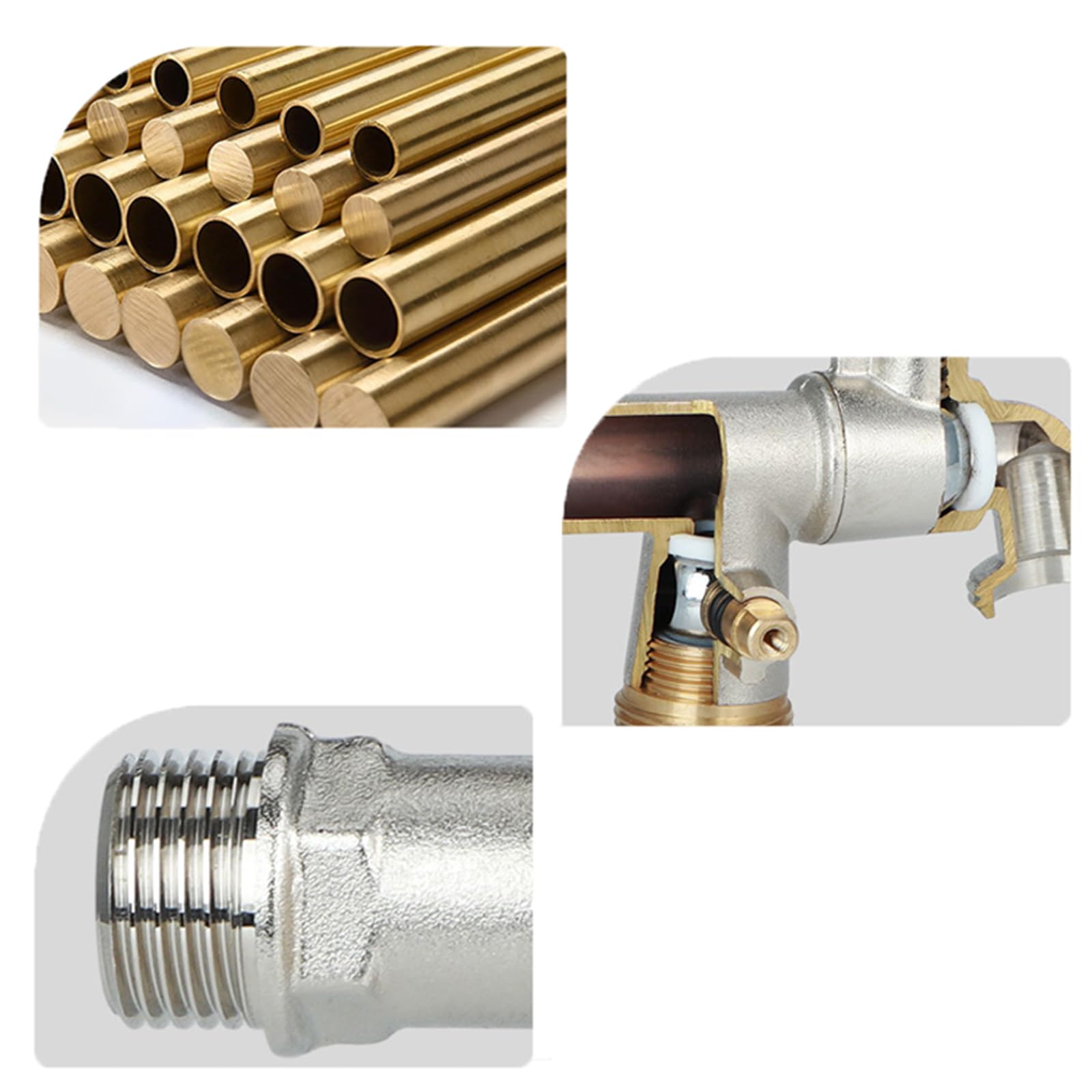 Rubinetto Doppio Giardino Valvola A Sfera in Ottone Antigelo da 1/2" per Esterni, Giardino, Irrigazione,Argento Cromato