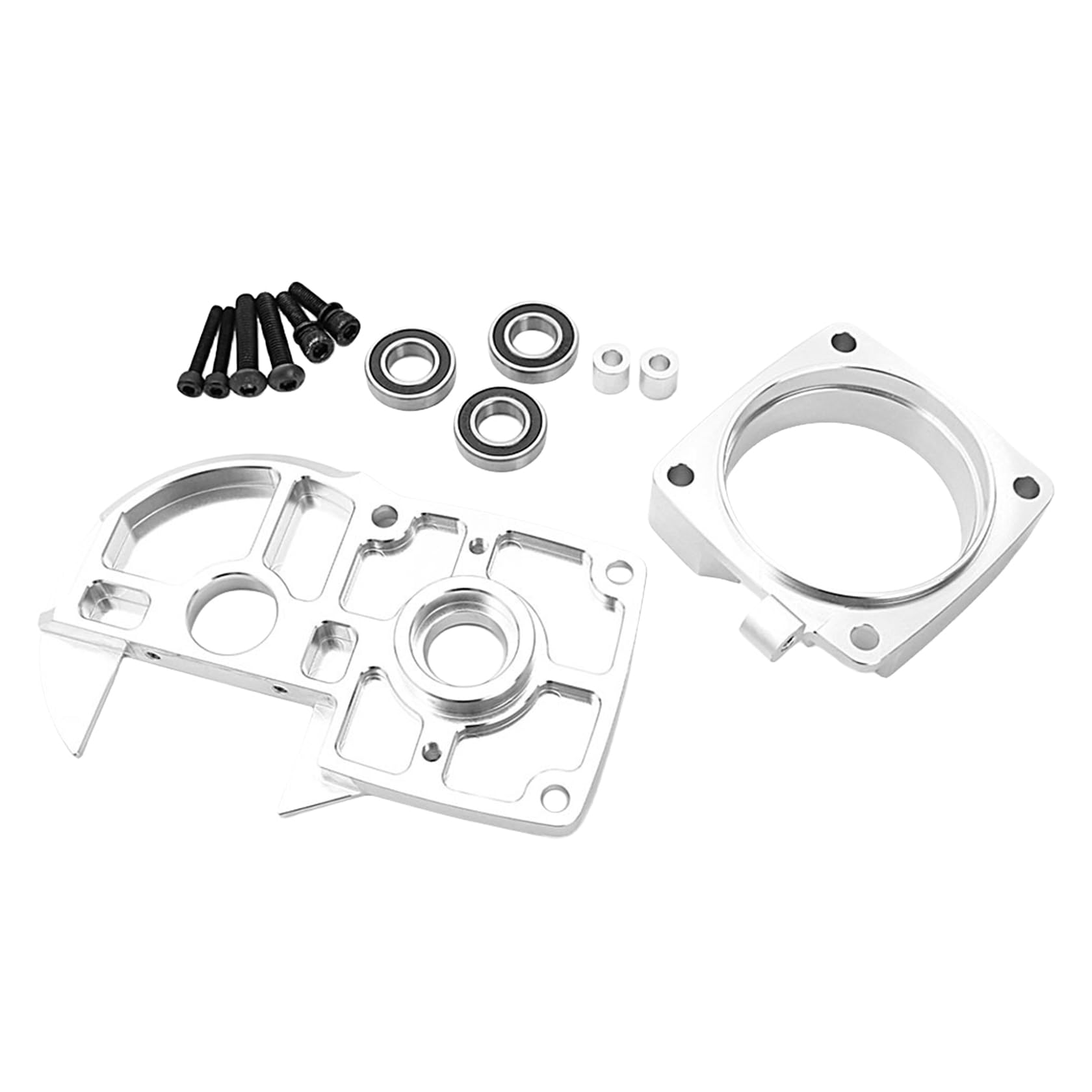 FLMLF CNC Metal Quick Release Clutch Bell Support Frame Kit for 1/5 Hpi Rofun BAHA Rovan Km Baja 5b Ss 5t 5sc Rc Car Parts (Silver)