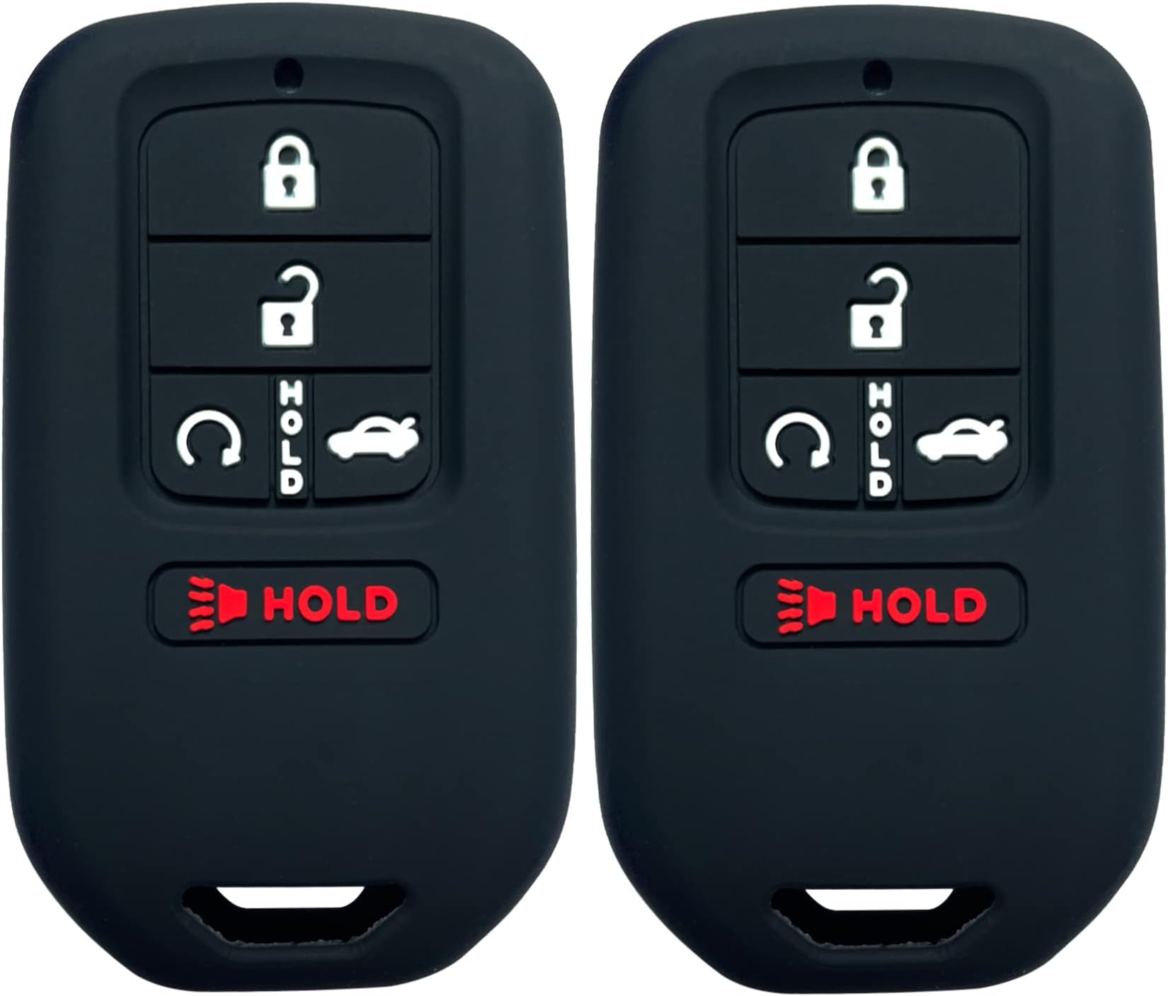 2Pcs Coolbestda Silicone Full Protective Key Fob Remote Cover Case Skin Jacket for 2017 2018 2019 2020 2021 Honda Civic Accord Pilot CR-V 5 Buttons Smart Key A2C81642600