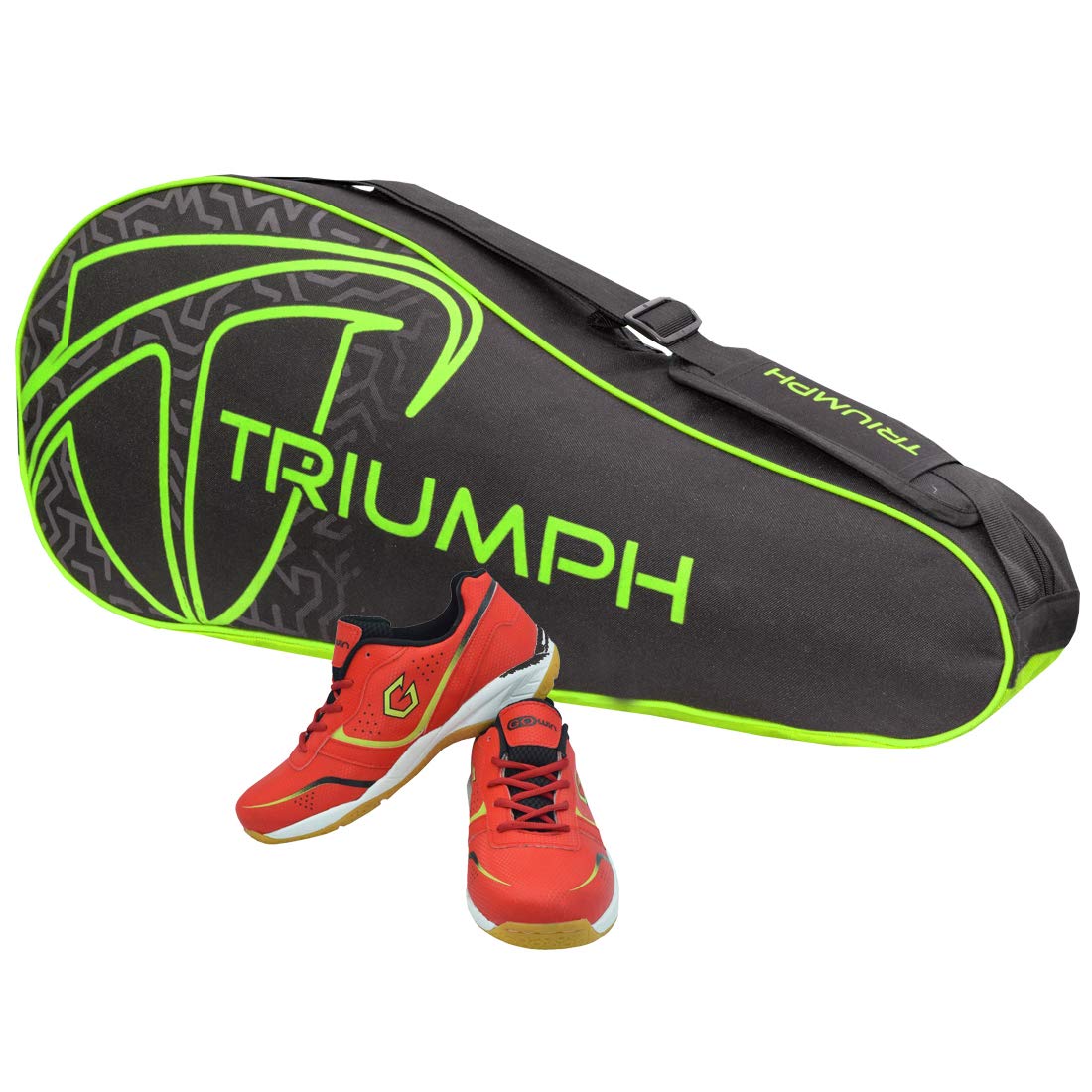 Gowin Badminton Shoe Smash Red Size-6 with Triumph Badminton Bag 302 Black/Lime-picture-19