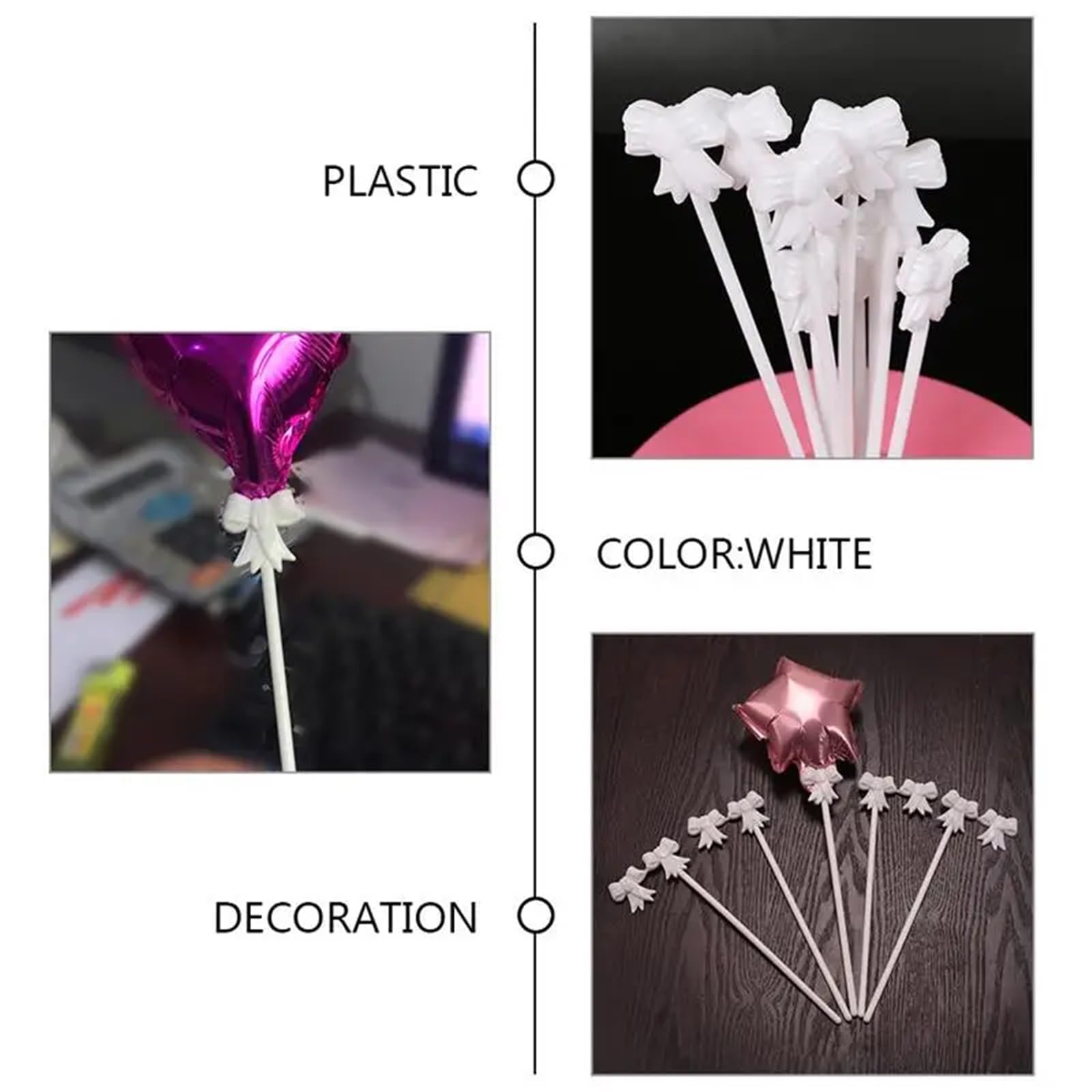 Soporte para palos de globos 100 Uds. Palillos for globos, palitos for globos de plástico, soporte for globos, soporte for globos