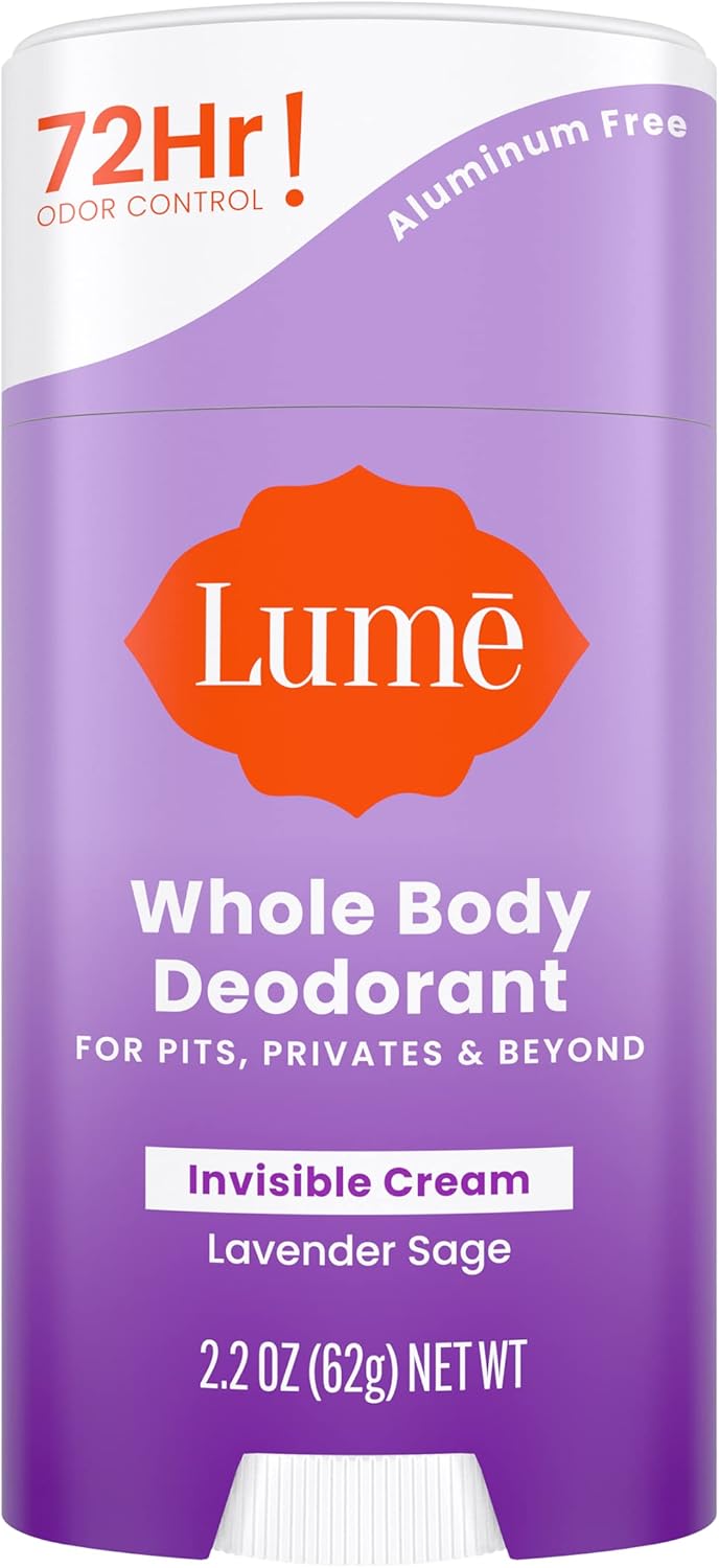 Lume Natural Deodorant Underarms and Private Parts AluminumFree, Baking SodaFree