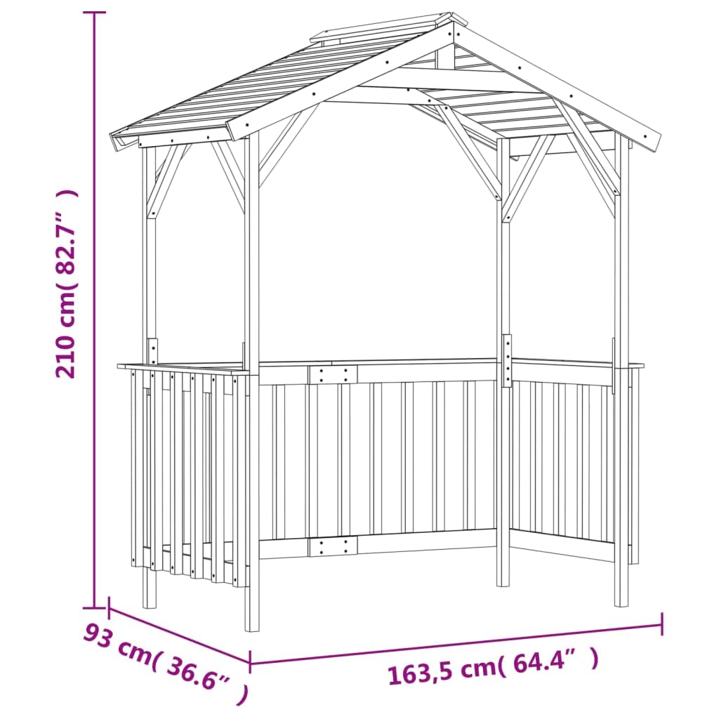 vidaXL Cobertizo de Barbacoa Casetas Casetilla Jardín Patio Muebles Decoración Herramientas Almacenamiento 163,5x93x210 cm Madera Pino Impregnada