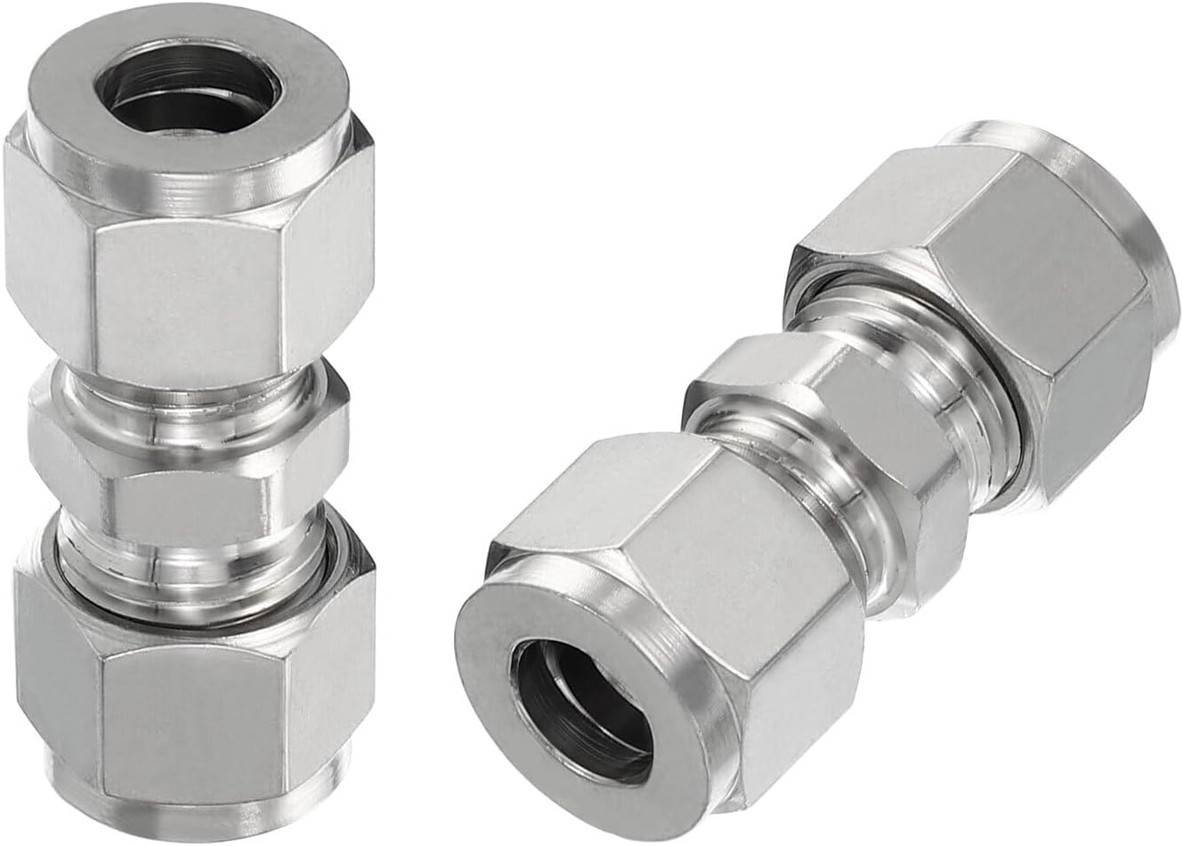 Compression Tube Fitting Union 3/8"IDx13/16"OD,2Pcs Straight Connect,Silver YENCOCA983