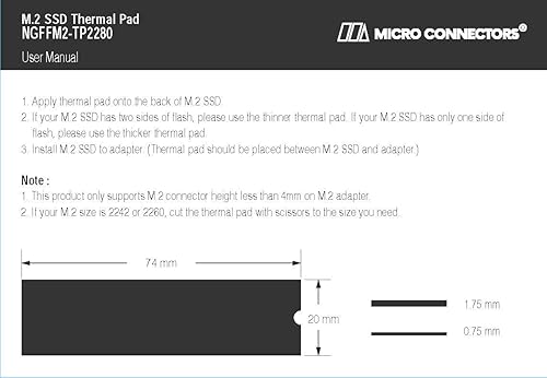 Miniatura 6 de Micro Connectors Micro Connectors M.2 SSD Almohadilla de enfriamiento térmico (NGFFM2-TP2280) Azul