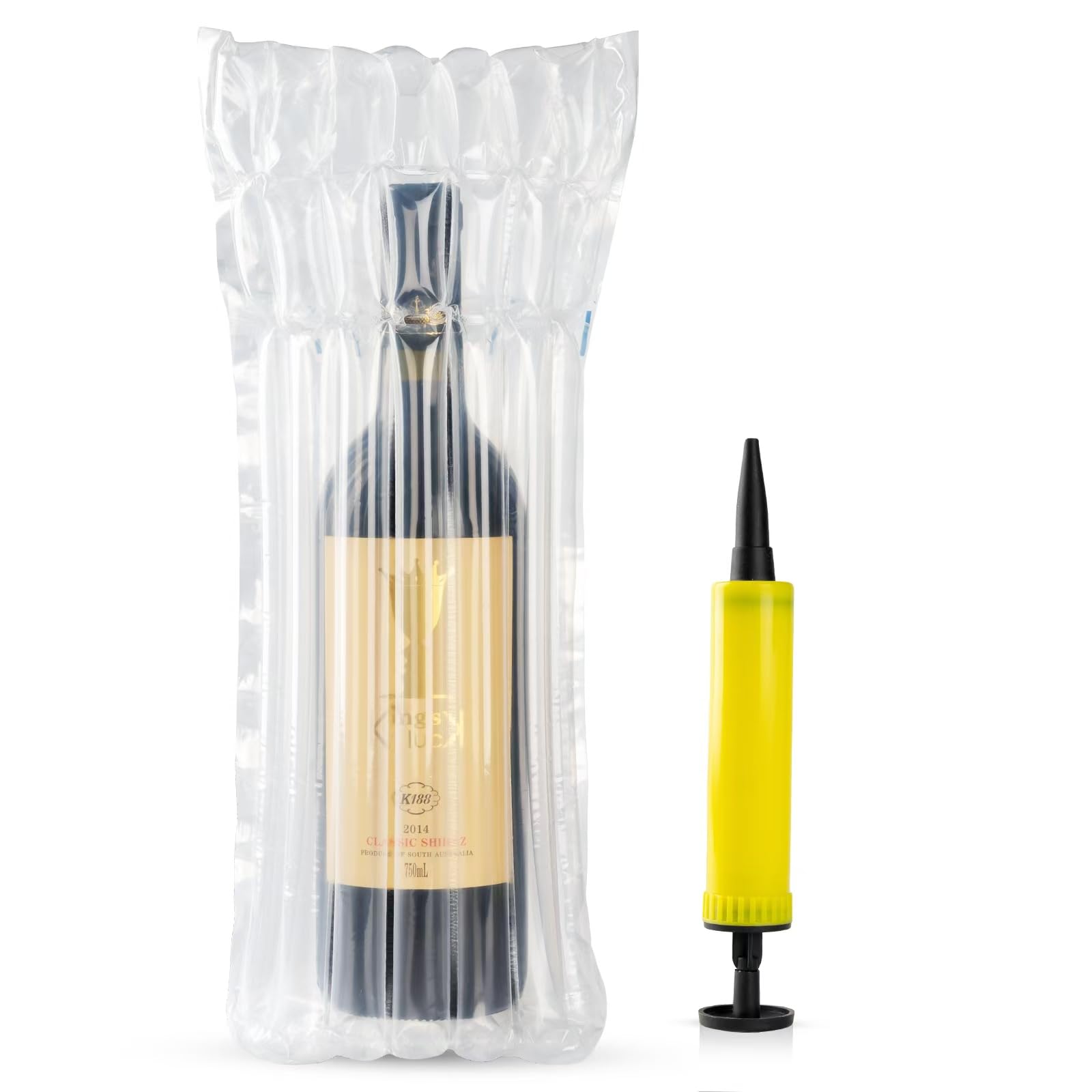 Photo 1 of 20 PCS Wine Bottle Travel Protector Bags, Inflatable Air Column Packaging Bubble Bag with Free Inflator Pump, Reusable Bottle Protector Bag for travel, Safe Choice for Wine Transportation