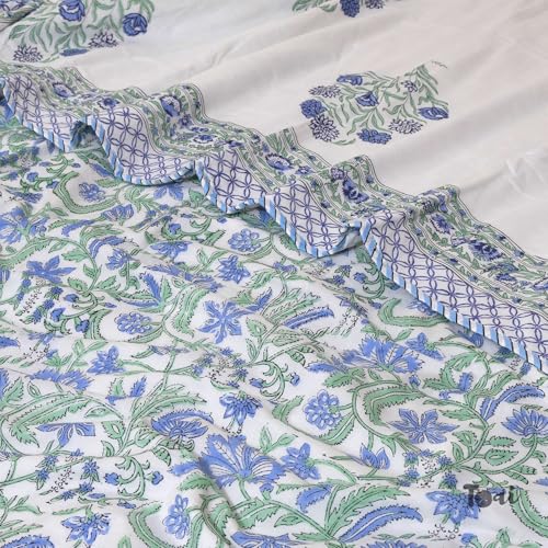 Image of TOAIArt Premium Jaipuri Dohar | AC Blanket Summer Quilt | Hand Block Printed | 3 Layers | Reversible | 150GSM 100% Mulmul Cotton | 100% Cotton Flannel Filling |King 108 inch X 90 inch | Mughal Motif