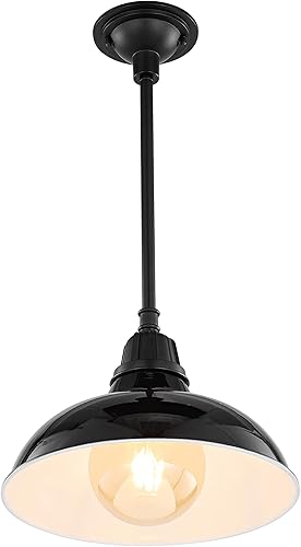 Miniatura 14 de JONATHAN Y JYL7611C Jaspe 12.25 pulgadas, 1 luz de granja industrial para interiores y exteriores, hierro LED, colgante redondo de metal, estilo