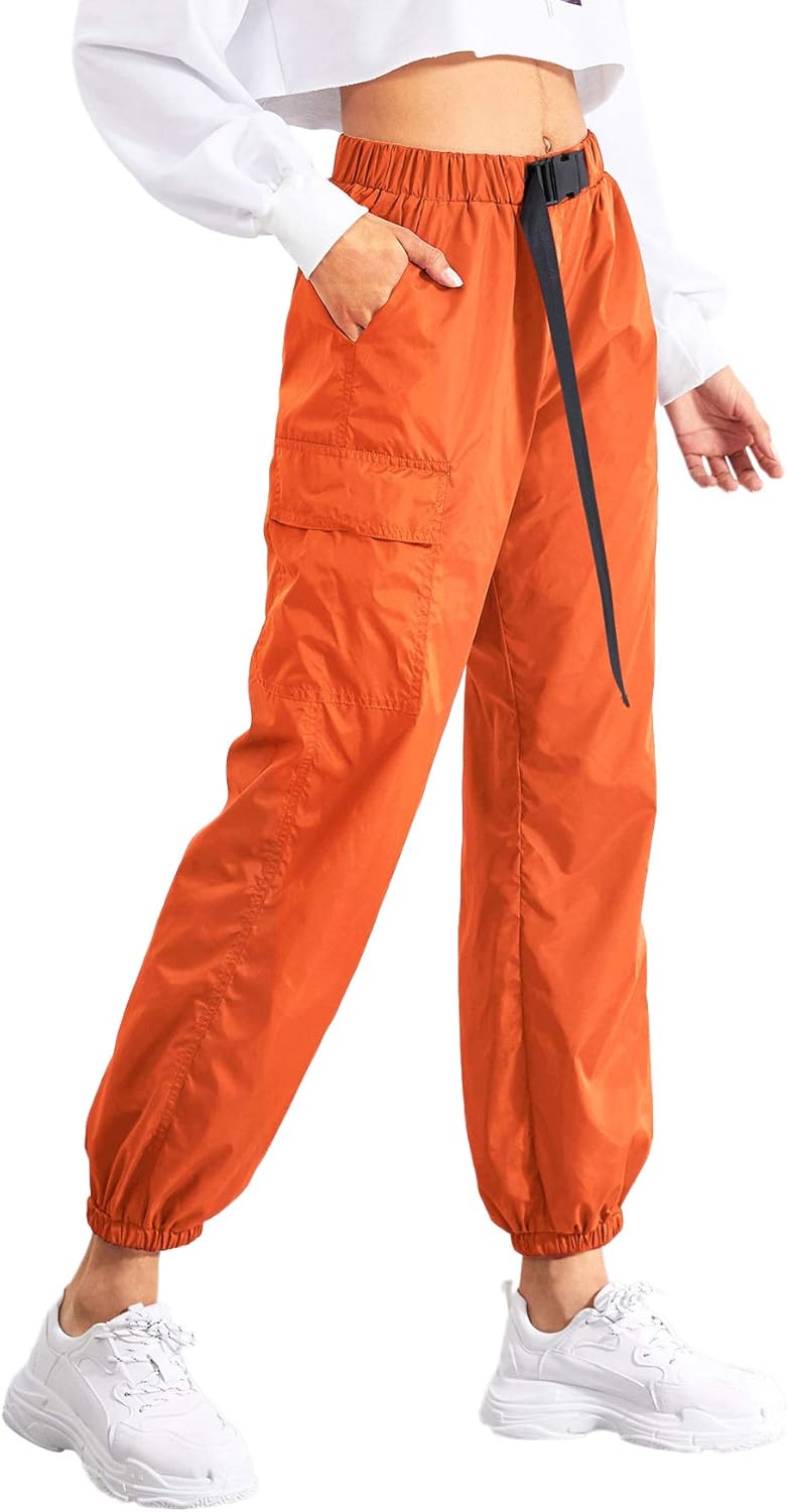 Floerns Women's Drawstring Pockets Casual Neon Joggers Baggy Cargo Pants - Image 3