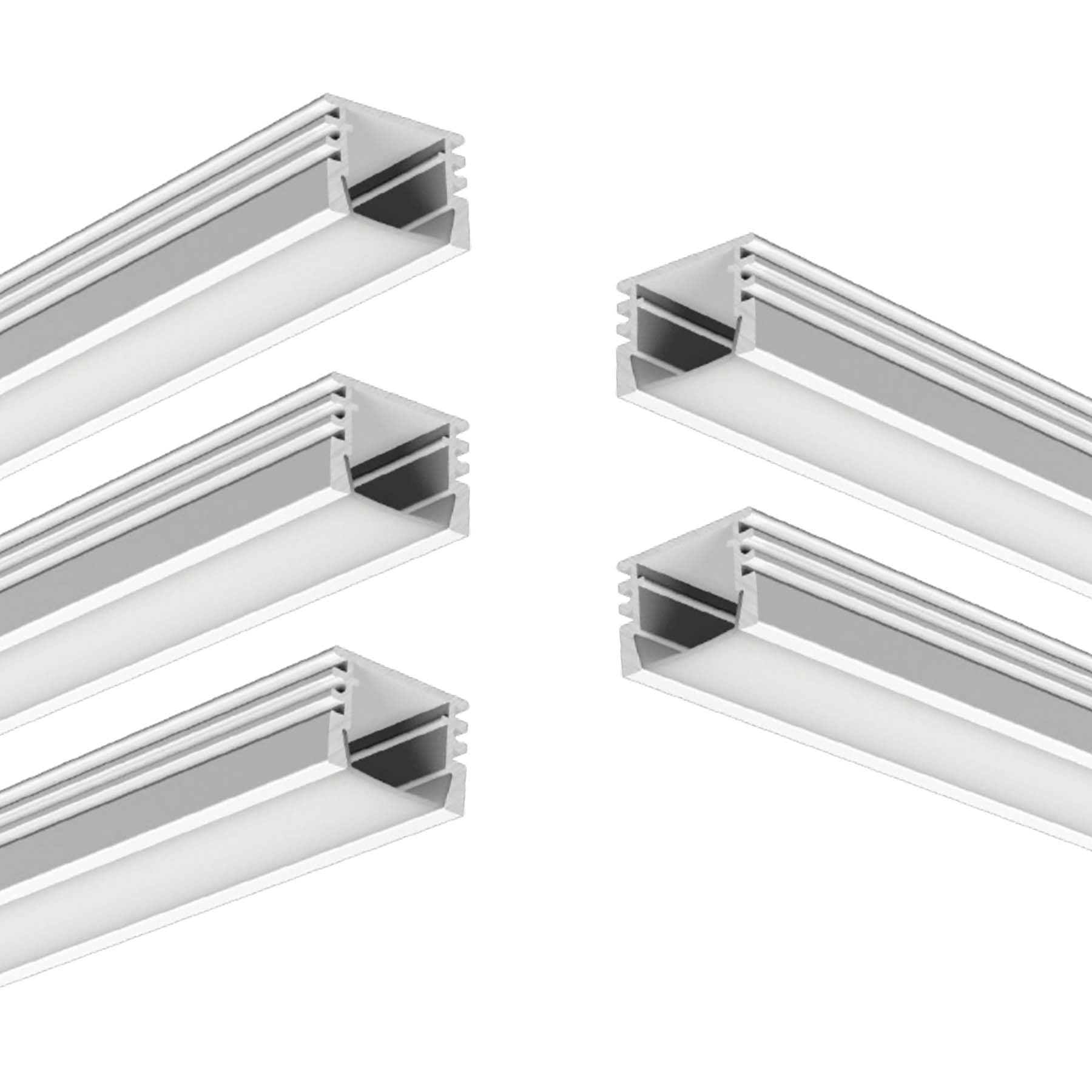 G.W.S® Surface Mounted LED Profile, 5-Pack Aluminium Channel for LED Strip Light, 1 Metre 17.5mmx12mm (006-M1712)