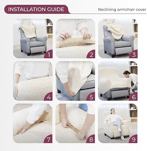 Miniatura 9 de PAULATO BY GA.I.CO. Funda para sillón reclinable, funda para silla reclinable, fundas estampadas, protector elástico de muebles de 1 pieza,