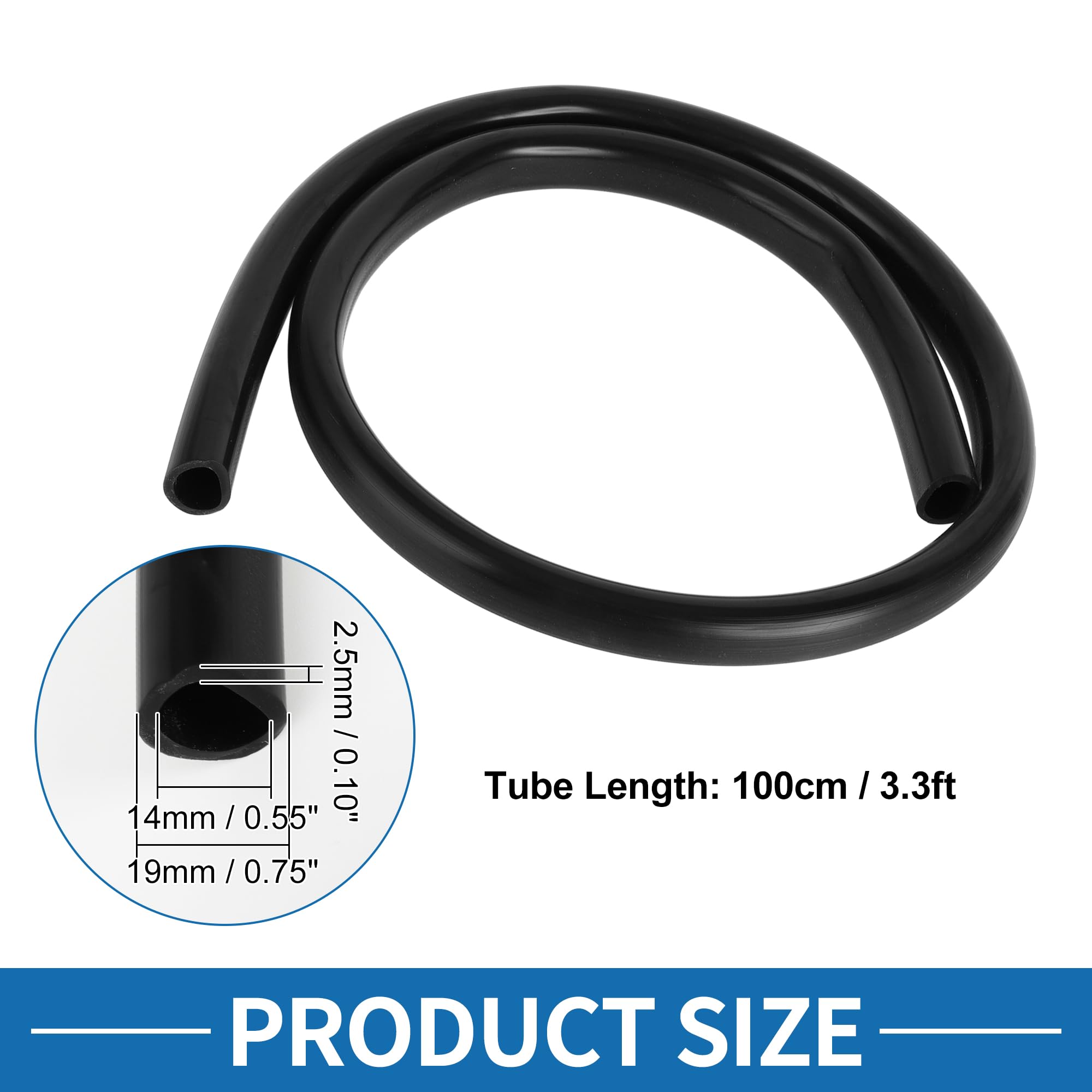 A ABSOPRO Tubo in Silicone per Aspirazione ad Alta Temperatura 3.3FT 9/16" 14mm ID 2.5mm Spessore Linea di Aspirazione per Automobili in Silicone Nero 1 pezzo