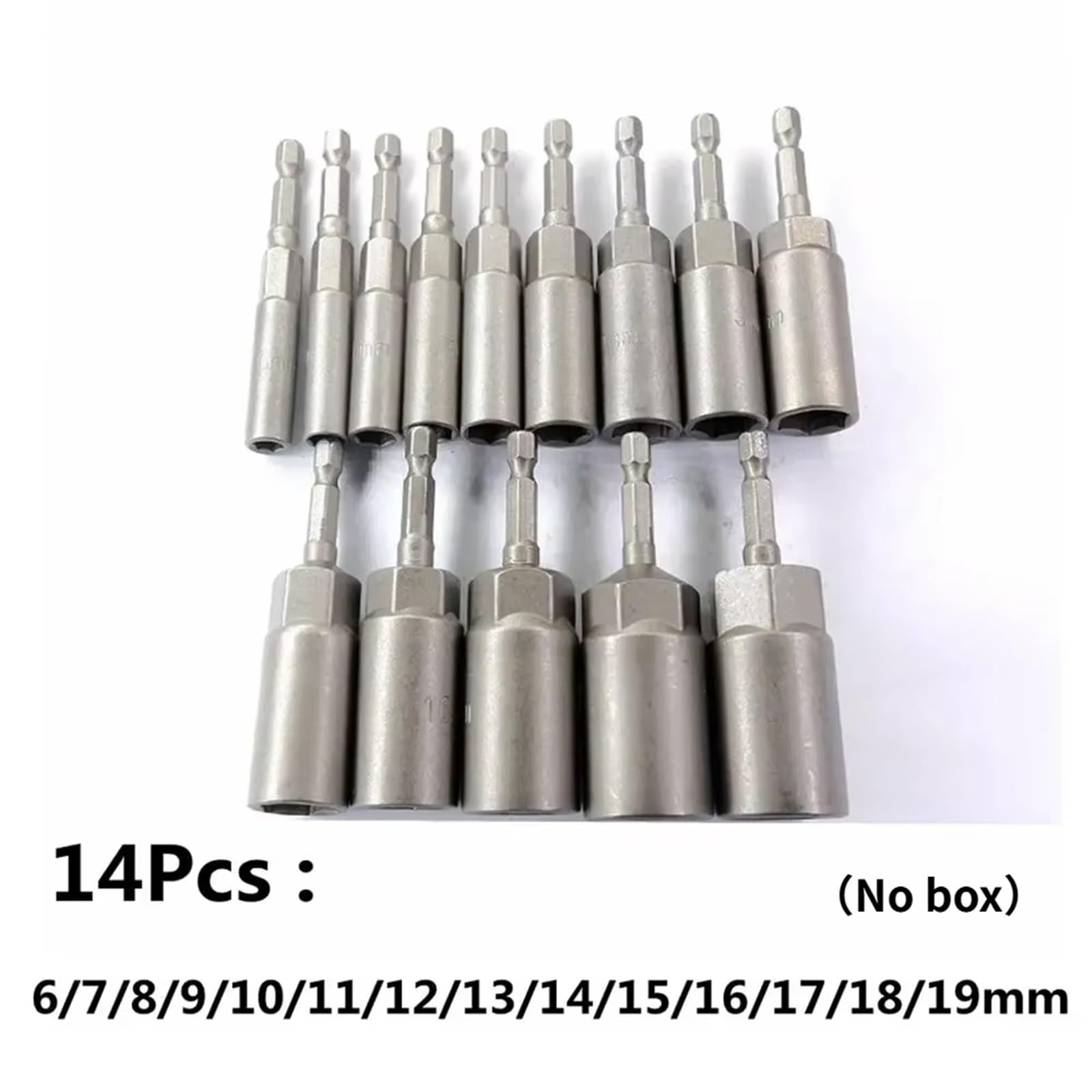 Llaves De Vaso Hexagonales Juego de fundas for destornillador tuerca hexagonal 5, a 19 mm, herramienta impacto for taladro eléctrico(14Pcs)