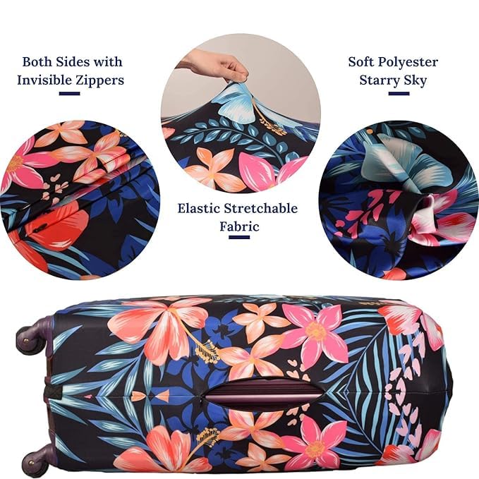 Image of Elastic Luggage Cover for Trolley Suitcase| Washable Dust-Proof Anti-Scratch|Reusable Travel Bag Protector| Stretch Fit Protective Case for 26-29 Inch Suitcases (Random Design)- Pack of 1