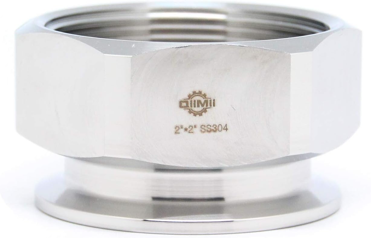 QiiMii 2" Tri clamp Adapter to 2" FNPT Thread Ferrule Hexagonal Sanitary Pipe Fitting