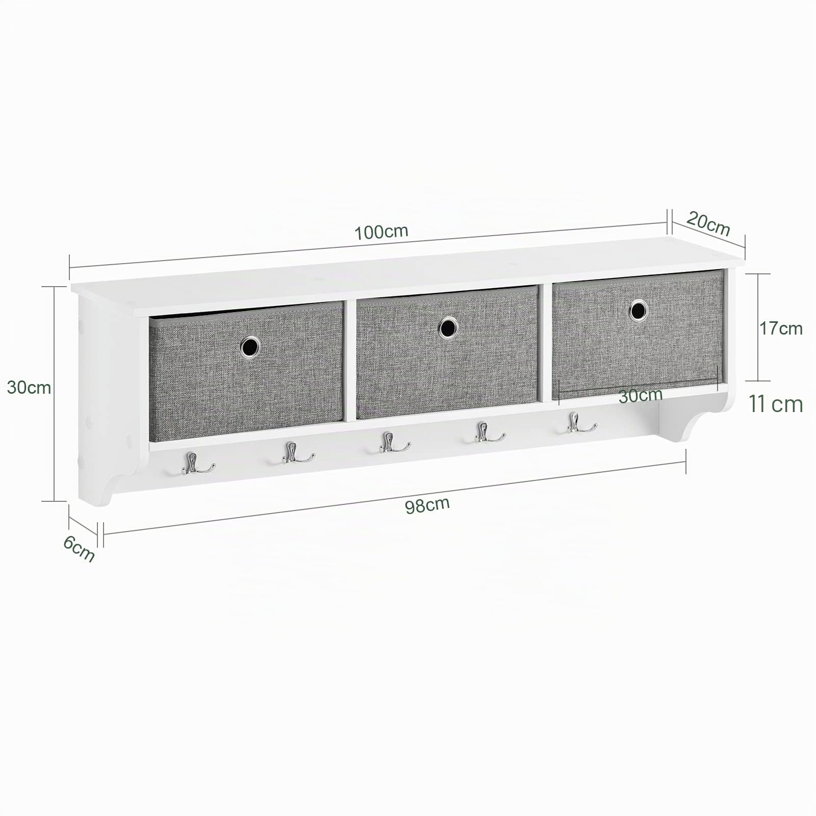 SoBuy Mueble recibidor Zapatero con Perchero,Gris+Blanco, FSR64-W+FRG282-W,ES (Zapatero+Perchero)